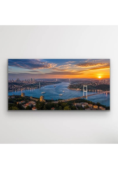 3 Boğaz Manzaralı İstanbul Kanvas Tablo Çok Renkli