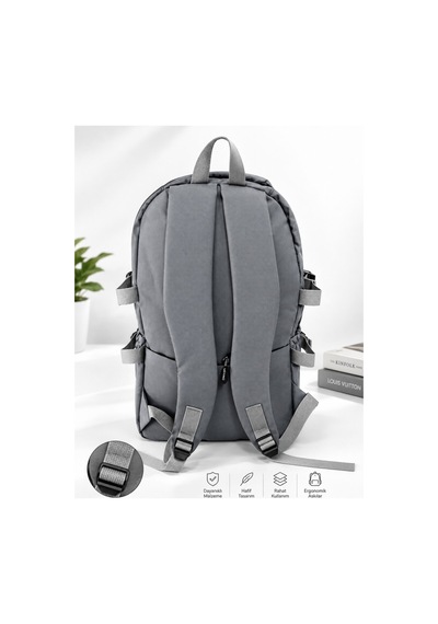 Newbag Sırt Okul Spor Çantası Gri