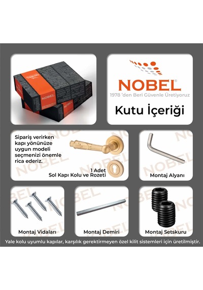 Pars Kapı Kolu Naturel Altın Daire Rozetli Yale Sol