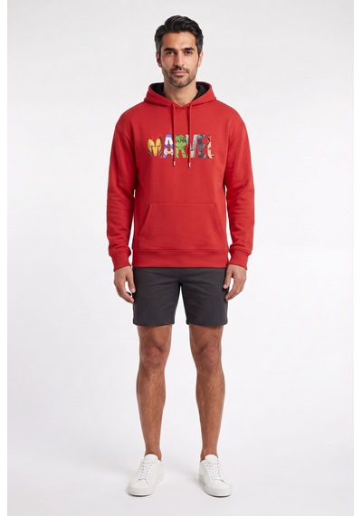 Sup Marvel Hero Desenli Kapüşonlu Kırmızı Erkek Sweatshirt 12086 Siyah