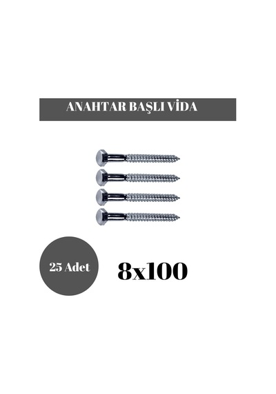 Trifon Vida 8x100 Mm Altı Köşe Anahtar Başlı Vida 25'li Paket 8 x 100 MM