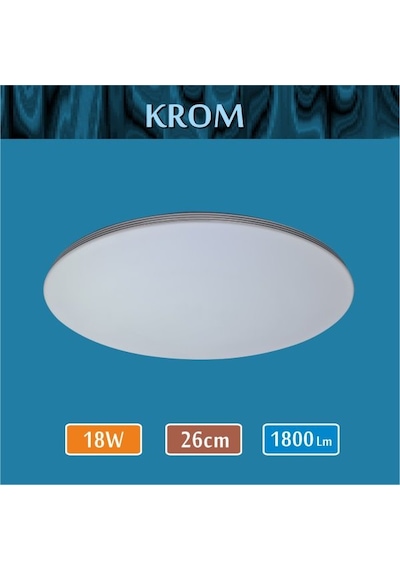 Sıva Üstü Led Panel 18w Krom Çizgili Dekoratif Armatür Spo Beyaz
