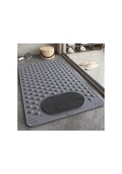 Sea Home Antrasit Renk Silikon Kaymaz Tabanlı Banyo Paspası Duş Kaydırmazı Vantuzlu 36 X 69,5 Cm Çok Renkli