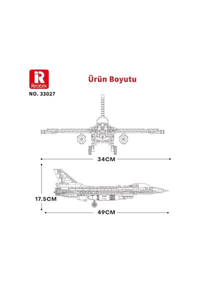 Reobrix 33027 F-16 Jet Uçak Yaratıcı Yapı Blok Seti Building Blocks F-16 Fighting Falcon -1427parça
