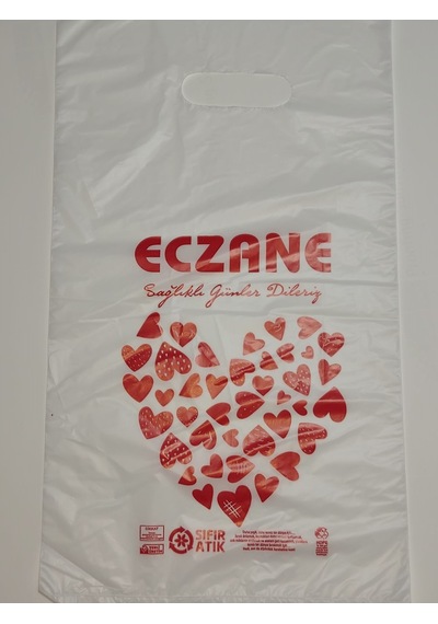 Eczane Hışır Elgeçme Baskılı Beyaz Çanta 20 X 36 Cm