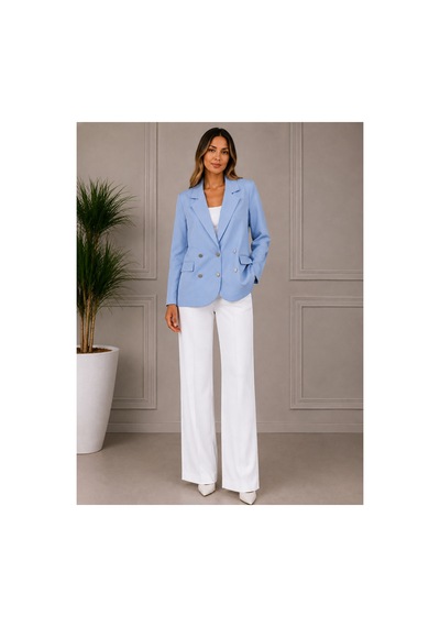 Gül&can Butik Kadın Bebe Mavisi Çift Düğmeli Blazer Ceket Mavi