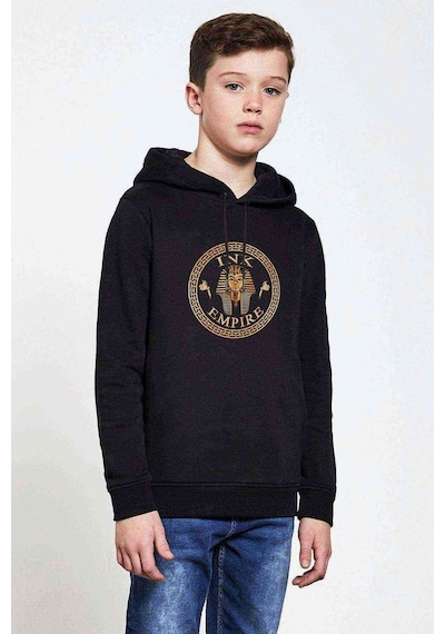Tshirthane Eye Empire Baskılı Unisex Çocuk Kapüşonlu Siyah Sweatshirt Siyah