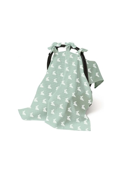 %100 Pamuk Müslin Puset Örtüsü - Mono Lapin Matcha Green Pstort-mhg-000std