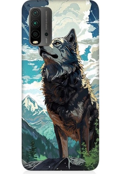 Xiaomi Redmi 9t Uyumlu Fantastik Bulutlar Ve Kurt Desenli Silikon Kılıf