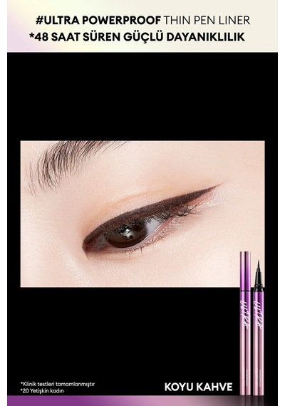 Missha Su   Ter Ve Yağa Dayanıklı   48 Saate Kadar Kalıcı Ultra Powerproof Thin Pen Liner  Dark Brown