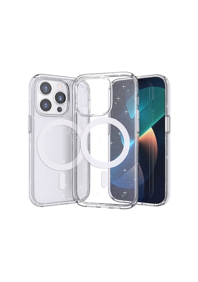 Nourthkiingdom Apple Uyumlu iPhone 14 Pro Kılıf Magsafe Şarj Özellikli Parlayan Simli Saydam Renkli Nrtk Allstar Kapak - Pembe Pembe