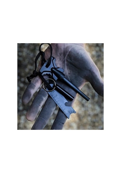 Bakgelal Magnezyum Ateş Başlatıcı Düdüklü Çakmak Taşı Kamp Survival Bushcraft Ateş Yakıcı - 0111000005 Gri
