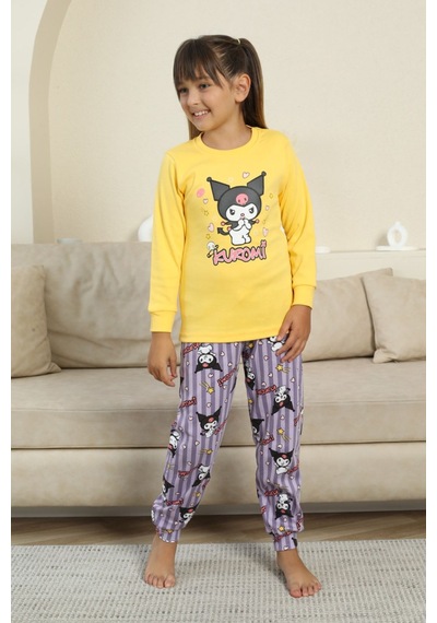 Miniğimin Cicileri Krm Baskılı Kız Çocuk Pijama Takımı - Sarı Sarı