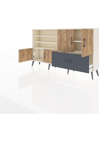 Arges Konsol 5 Raflı Tek Çekmeceli 4 Kapaklı 176x30x99 Aytaşı-çam Aytaşı-çam/antrasit Arges Konsol 5 Raflı Tek Çekmeceli 4 Kapaklı 176x30x99 Aytaşı-çam Aytaşı-çam/antrasit
