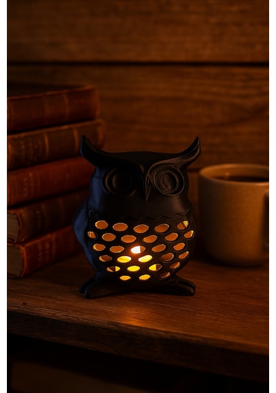 3d Dekoratif Baykuş Mumluk, Tealight Mumluk, Bohem Rustik Ev Dekoru, Hediyelik Romantik Aydınlatma