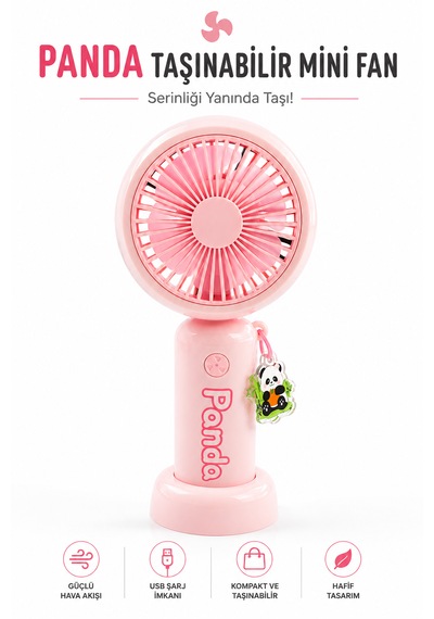 Panda Taşınabilir Mini Fan Sevimli Tasarım Etkili Serinlik