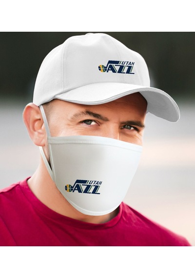 Nba Utah Jazz Beyaz Şapka ve Yıkanabilir Maske Seti
