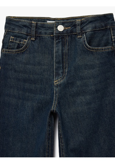 Koton Beli Ayarlanabilir Lastikli Pamuklu Cepli Denim Pantolon Dark Indıgo 6skb40052td Koyu İndigo Koton Beli Ayarlanabilir Lastikli Pamuklu Cepli Denim Pantolon Dark Indıgo 6skb40052td Koyu İndigo
