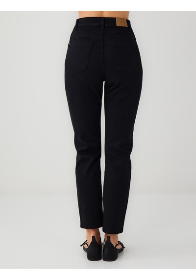 Jimmy Key Siyah Normal Paça Yüksek Bel Cepli Dokuma Pantolon 6sw185478900