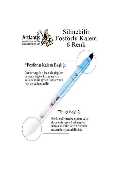 Silinebilir Fosforlu Kalem 6 Renk 1 Paket Galaxy Silinebilir İşaretleme Kalemi Çift Başlı Pürüzsüz Yazma Silme Fixpoint Çok Renkli