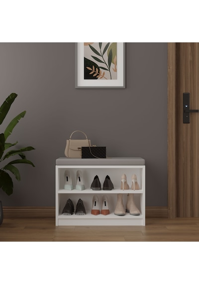 Asra Trend Puflu Ayakkabılık PUF02 MDF 2 Raflı Oturaklı Antre Düzenleyici Beyaz Asra Trend Puflu Ayakkabılık PUF02 MDF 2 Raflı Oturaklı Antre Düzenleyici Beyaz