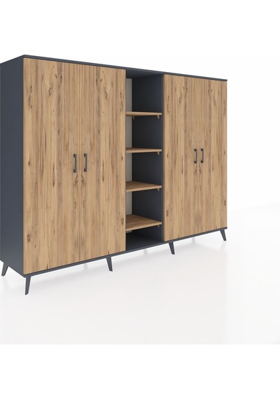 Hyperion Dolap 12 Raflı 4 Kapaklı 220x44x163 Antrasit-çam Atlas Çam - Antrasit Hyperion Dolap 12 Raflı 4 Kapaklı 220x44x163 Antrasit-çam Atlas Çam - Antrasit