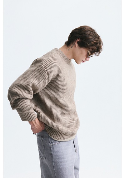 Vamos Oversize Fitilli Triko Kazak Vizon
