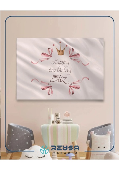 Pembe Fiyonk Temalı Doğum Günü Afişi 50x70 Cm
