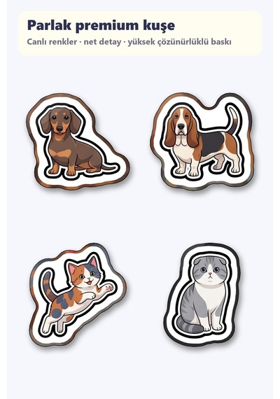30 Adet Vektörel Kedi Köpek Sticker Seti - Laptop Defter Telefon Su Matarası İçin Çok Renkli