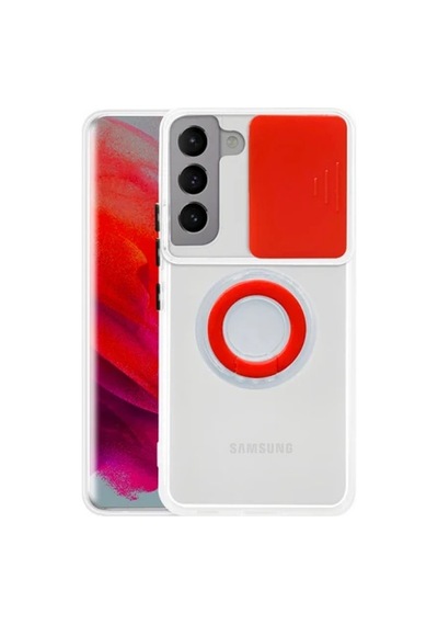 Sm Galaxy S21 - S30 Kılıf Sürgülü Kamera Lens Korumalı Yüzük Standlı Silikon Kılıf- 5775