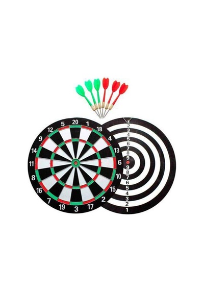 15 Inç 38 Cm Dart Oyunu - Dart Tahtası - 6 Oklu - Iğne Uçlu - Çift Taraflı - Büyük Boy