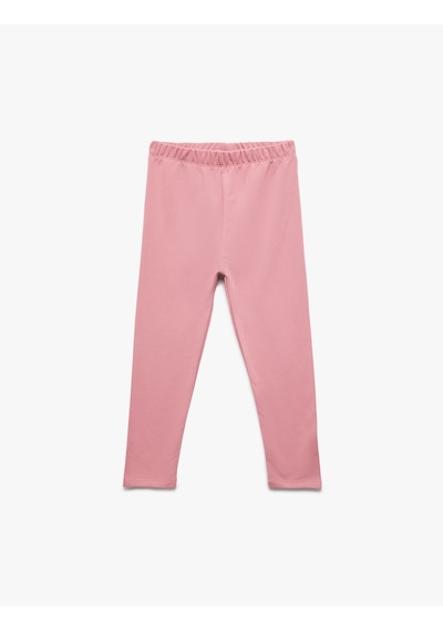 Koton Pamuklu Beli Lastikli Basic Tayt Pembe 6wmg40069ak Gül