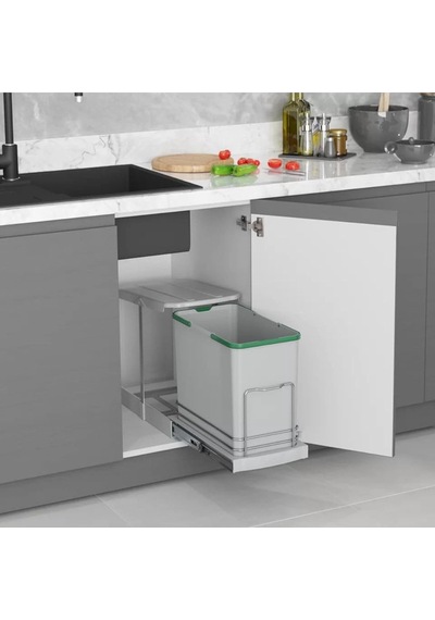 Ayrex Raylı Plastik Gövde Çöp Kovası 24 Lt.-gri Çok Renkli Tek Ebat Zsx S-2571-g