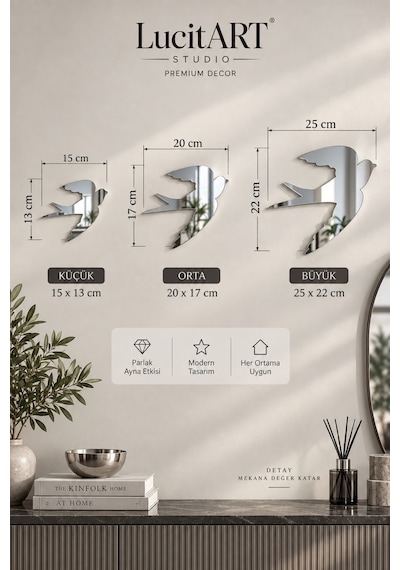 Kırlangıç Duvar Dekoru 1 Mm Kendinden Yapışkanlı Parlak Pleksi 3 Farklı Boyut Ve Renk Seçeneği Gümüş Kırlangıç Duvar Dekoru 1 Mm Kendinden Yapışkanlı Parlak Pleksi 3 Farklı Boyut Ve Renk Seçeneği Gümüş
