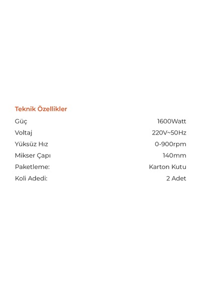 Max Extra MX7850  Boya Ve Harç Karıştırma Mikseri Makinesi 1600 Watt