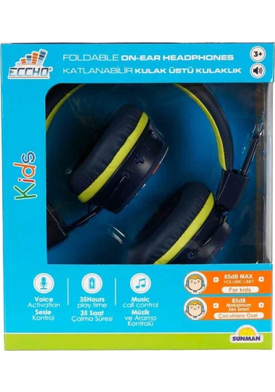 S00090370 -sun-gle-ech-kulaklık Mikrofonlu Katlanabilir Kablosuz Roket Resimli L Mavi