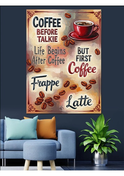 Ahşap Tablo Kahve Zamanı Yazılı Poster