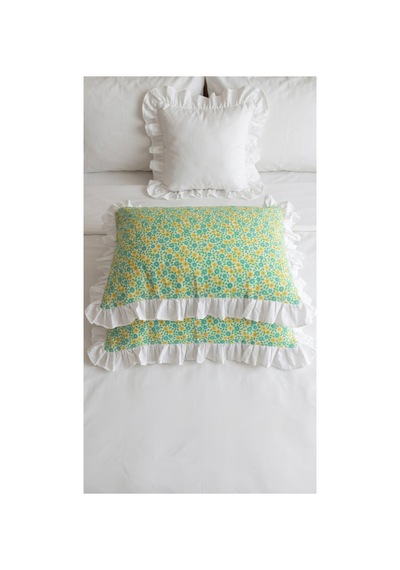 %100 Pamuklu Çiçek Desenli Fırfırlı Yastık Kılıfı 2 Adet 50x70 Cm Beyaz - 863744406 Beyaz