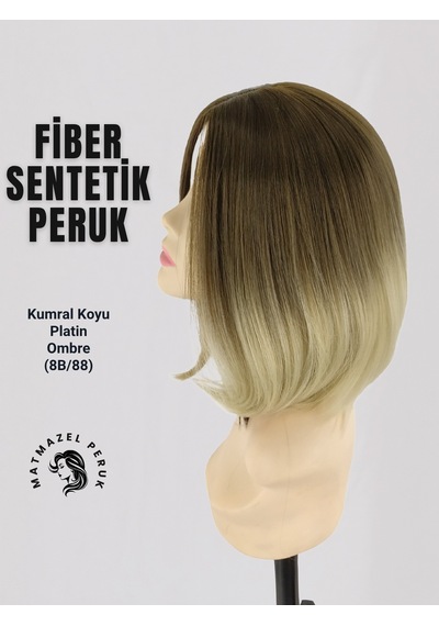 Küt Model Fiber Sentetik Peruk Kumral Koyu Platin Ombre No-8B-88