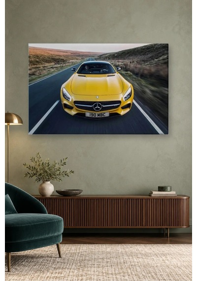 Fida Vadi Yolunda Sarı Mercedes-amg Gt Canvas Tablo Çok Renkli