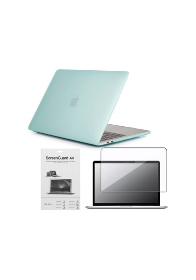 13" Apple Uyumlu MacBook Pro A2338 M1 Su Yeşili Kılıf Koruyucu + Ekran F