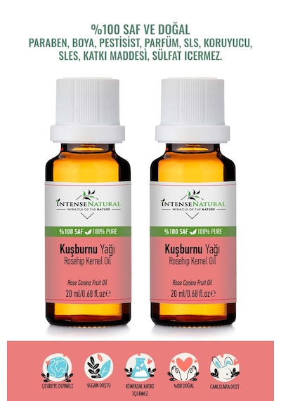 Intense Natural Kuşburnu Çekirdeği Yağı Soğuk Sıkım 2 x 20 ML