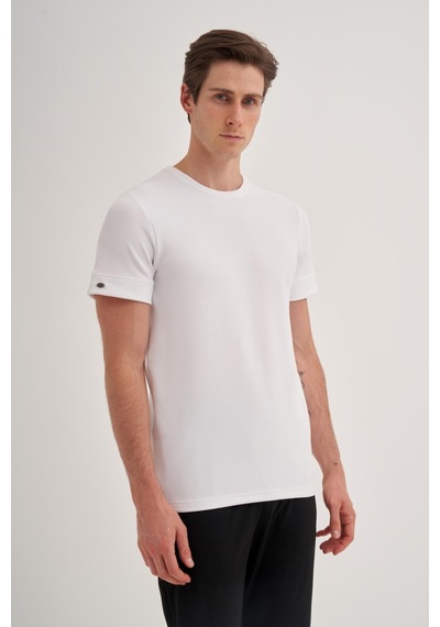 Cazador 4202 Bisiklet Yaka T-shirt Beyaz
