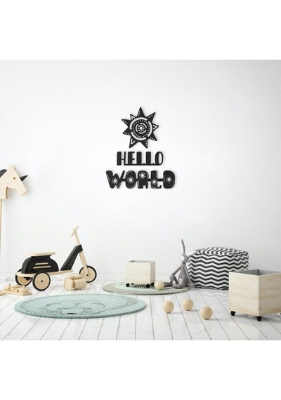 Hdrlazerdizayn Ahşap Güneş Ve 'Hello World' Duvar Yazısı Seti