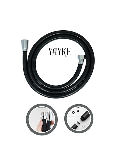 Yayke Pvc Kaplama Spiral Duş Hortumu Siyah