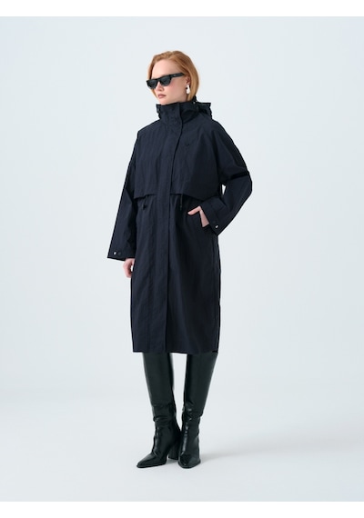 Regular Fit Kadın Trenchcoat Koyu Lacivert