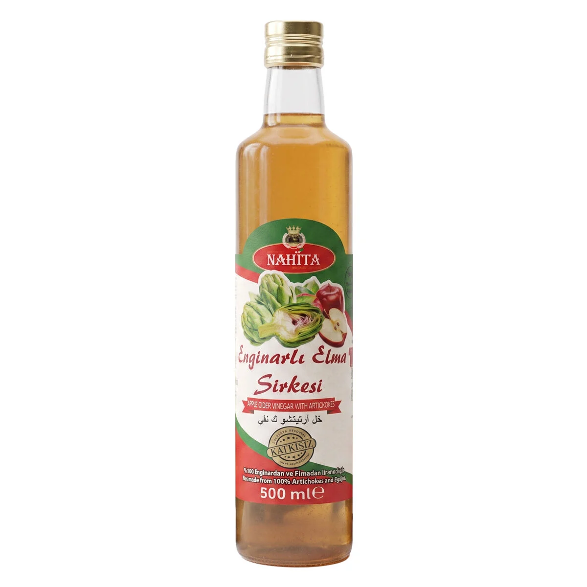 Nahita Enginarlı Elma Sirkesi, Doğal Fermantasyon, %100 Doğal, Katkısız, 500 Ml