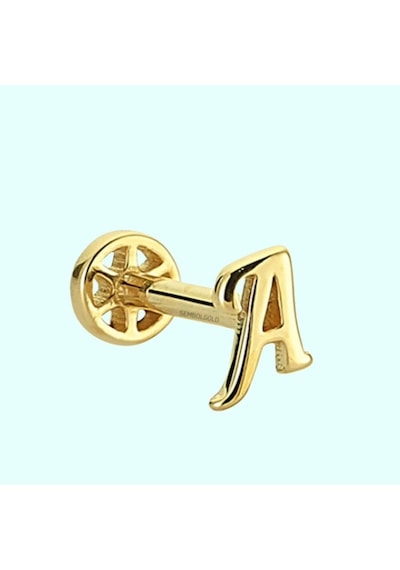 Altın Piercing -A- Harf 14 Ayar Tragus Altın