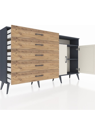 Arges Konsol 2 Raflı 5 Çekmeceli 2 Kapaklı 176x30x99 Antrasit-ayt Antrasit-aytaşı/çam Arges Konsol 2 Raflı 5 Çekmeceli 2 Kapaklı 176x30x99 Antrasit-ayt Antrasit-aytaşı/çam