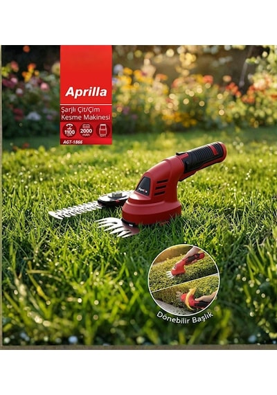 Aprilla AGT-1866 7.2V 2000MAH Döner Sap Yeni Model Şarjlı Çit Çim Kesme Makinesi